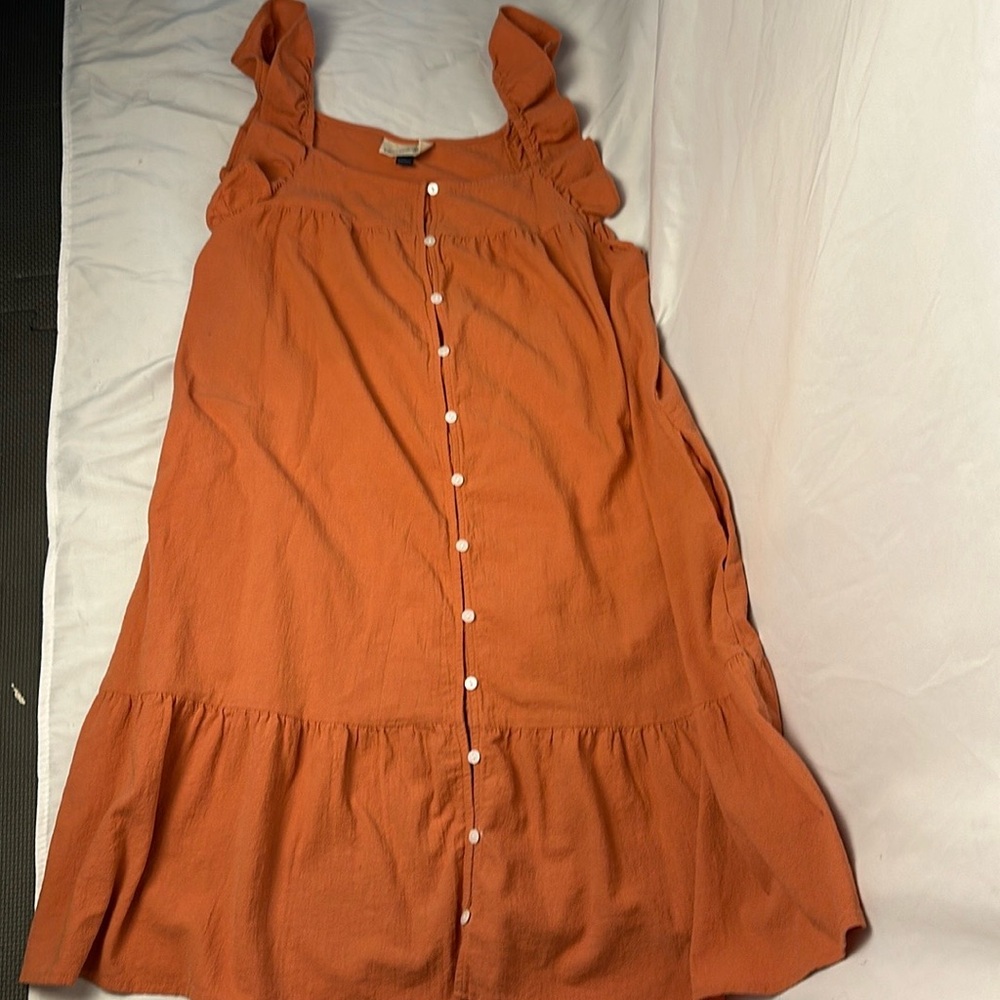Universal Thread Orange/Rust Ruffle Dress with Pockets - Picture 4 of 5